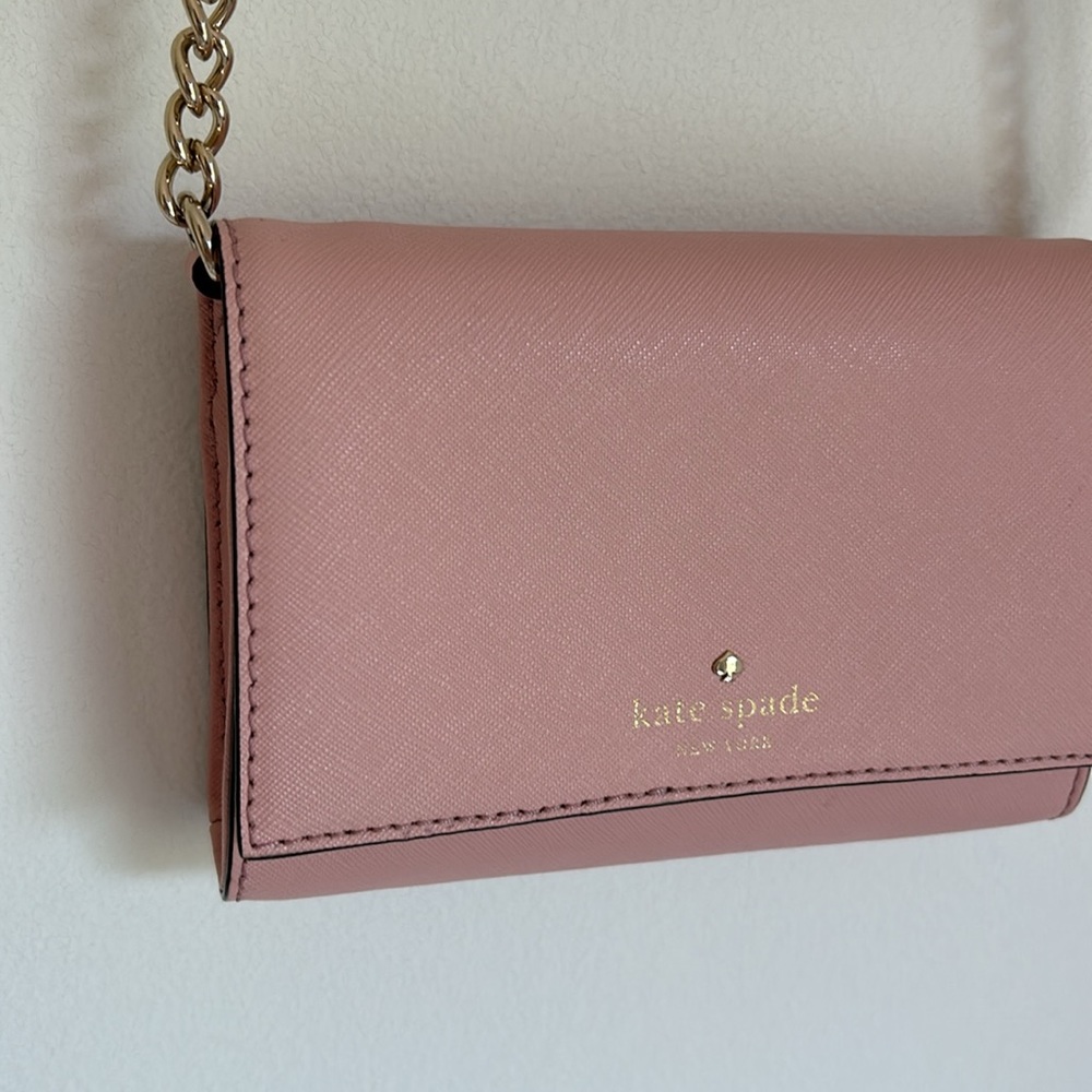 Kate Spade Light Pink Purse Small Gold Chain and Leather Strap - Picture 4 of 16